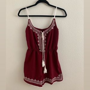 Red Embroidered Romper size Medium